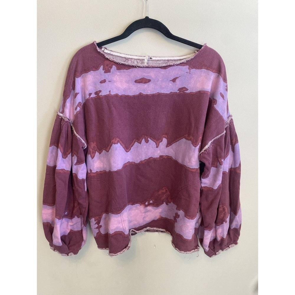 Free people oversized sweatshirt women’s size s balloon sleeves pockets purple